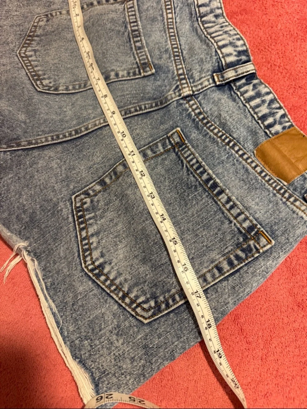 Zara Distressed Light Blue Denim High-Rise Shorts